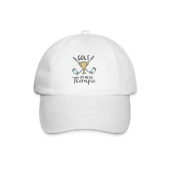 GOLF THERAPIE SPORT EISEN POKAL SPIEL SPRUCH MOTIV - Baseballkappe - Weiß/Weiß - Vorne