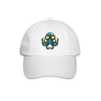 Octopus après-ski beer - Baseball Cap - white/white - Front