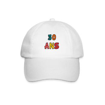 30 ANS. 30e ANNIVERSAIRE. ANNIVERSAIRE 30 ANS. 30 - Casquette classique - blanc/blanc - Devant