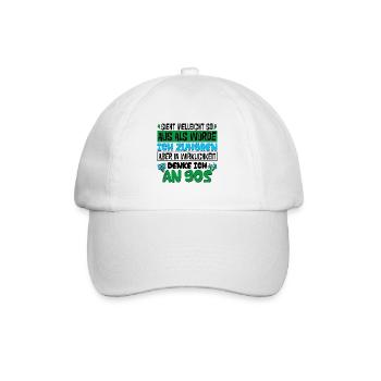 in Wirklichkeit denke ich an 90s - Baseballkappe - Weiß/Weiß - Vorne