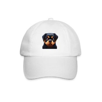 Verspieltes Rottweiler-Design - Baseballkappe - Weiß/Weiß - Vorne