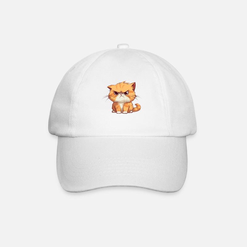 Chat orange grincheux mais mignon - Casquette classique - blanc/blanc