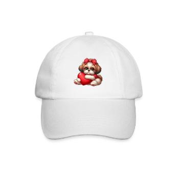 Shih Tzu Cartoon - Baseball Cap - white/white - Front
