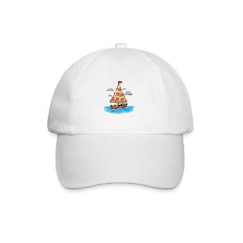 Ahoy Sea Sailboat Boat with Salami Pizza Sail - Baseball Cap - white/white - Front