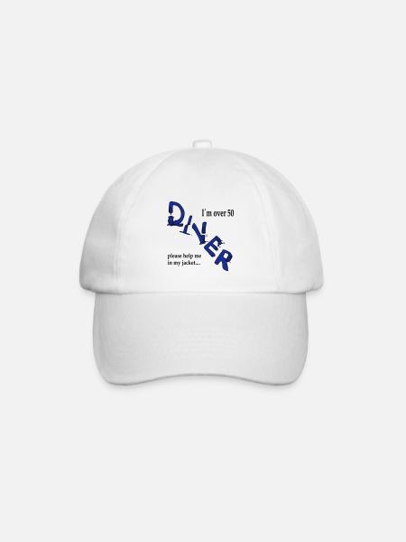 I´m over 50 Diver please help me in my jacket - Baseballkappe - Weiß/Weiß