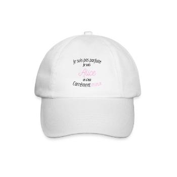 Je suis pas parfaite je suis Alice et c'est mieux - Casquette classique - blanc/blanc - Devant