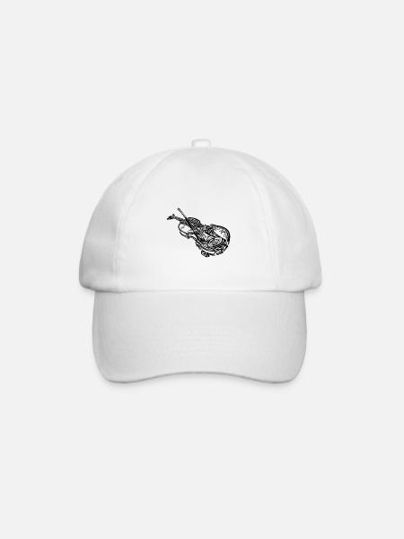 Vieux violon avec archet de violon - Casquette classique - blanc/blanc