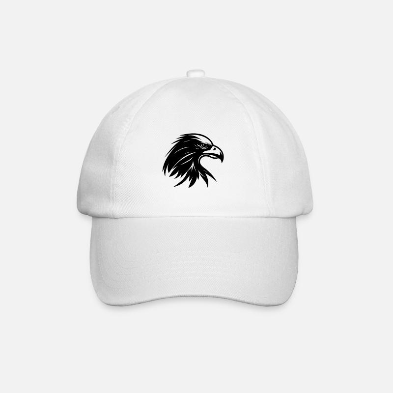 Eleganter Adler Kopf im Tattoo Style - Baseballkappe - Weiß/Weiß