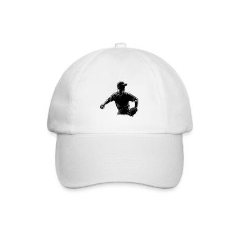 Baseball Spieler mit Ball und Baseballhandschuh - Baseballkappe - Weiß/Weiß - Vorne