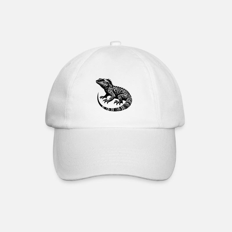 Bartagame Tribal Tattoo Style Verkleidung - Baseballkappe - Weiß/Weiß