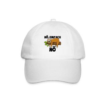 Faultier Nö, einfach Nö - Spruch - Baseballkappe - Weiß/Weiß - Vorne