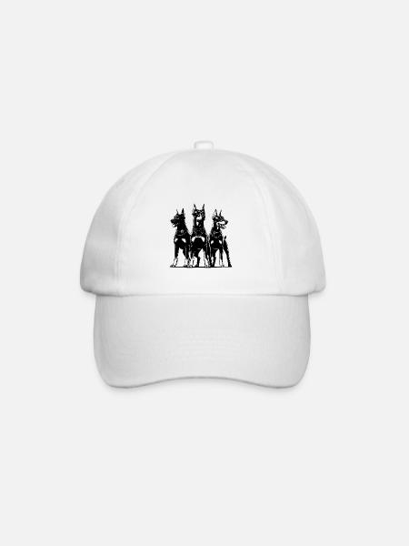 Drei elegante wachsame Dobermänner Hunde - Baseballkappe - Weiß/Weiß