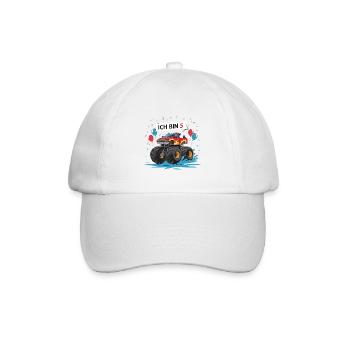 Monster Truck - Ich bin 5 - Einzigartiges Geschenk - Baseballkappe - Weiß/Weiß - Vorne