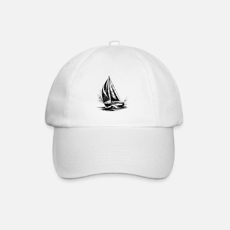 Schickes Segelboot unter Segel Splash Wellengang - Baseballkappe - Weiß/Weiß
