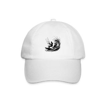 Kite-Surfing Sport with Board - Surfing in the Sky - Baseball Cap - white/white - Front
