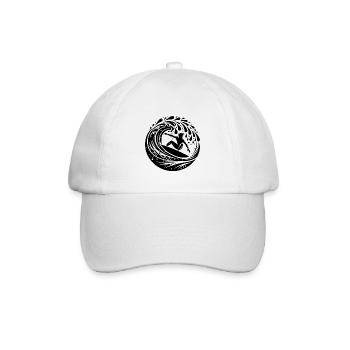 Surfer surfing in the waves with surfboard - Baseball Cap - white/white - Front