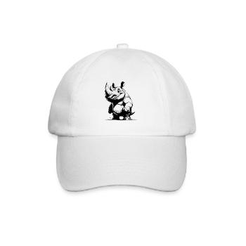 Drôle de rhinocéros noir avec une énorme corne - Casquette classique - blanc/blanc - Devant