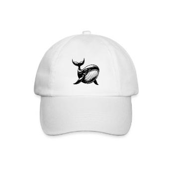 Kids Baby Blue Whale with Big Eyes - Baseball Cap - white/white - Front