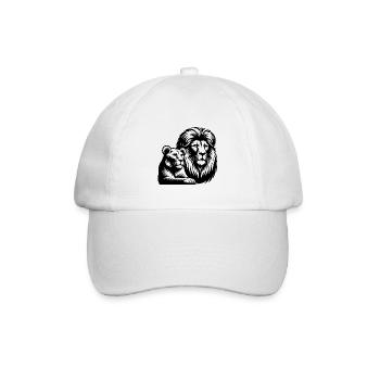 Lion and Lioness Head Style Portrait - Baseball Cap - white/white - Front