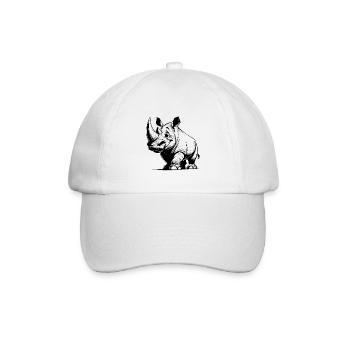 Funny Rhino Sketch Stroke Pencil Drawing - Baseball Cap - white/white - Front