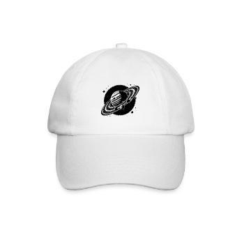 Giant planet with rings and moons in front of sun - Baseball Cap - white/white - Front