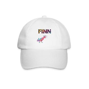 FINN - Schöner Jungen Name mit Dinosaurier - Baseballkappe - Weiß/Weiß - Vorne