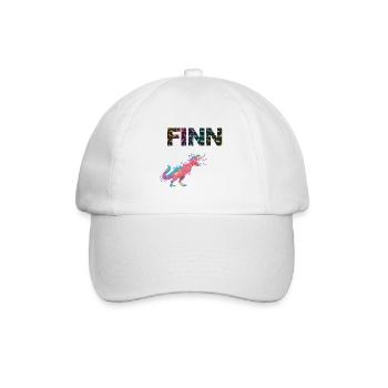 FINN - Schöner Jungen Name mit Dinosaurier - Baseballkappe - Weiß/Weiß - Vorne