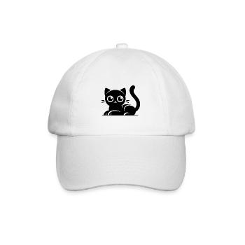 Funny cats with big eyes Drawing - Baseball Cap - white/white - Front
