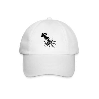 Cuddly Giant Arrow Squid Tattoo Diver Style - Baseball Cap - white/white - Front