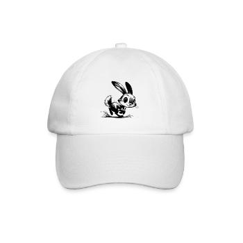 Süsses Kinder springendes Häschen mit großen Ohren - Baseballkappe - Weiß/Weiß - Vorne