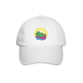 Kai Krokodil - Geschenk - Geschenkidee - Baseballkappe - Weiß/Weiß - Vorne