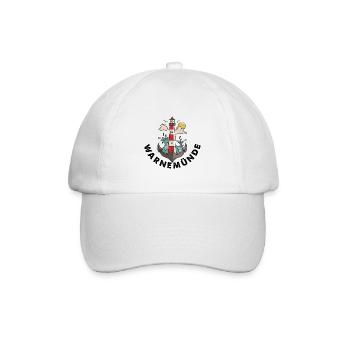 Warnemünde an der Ostsee mit Leuchtturm Souvenir - Baseballkappe - Weiß/Weiß - Vorne