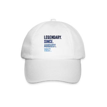 Legendary Since August 1957 65. Geburtstag - Baseballkappe - Weiß/Weiß - Vorne