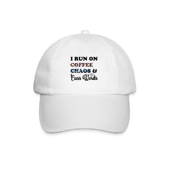 I run with coffee, chaos and swear words - Baseball Cap - white/white - Front