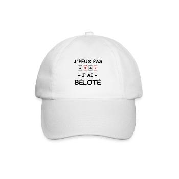 J'peux pas j'ai belotte - Casquette classique - blanc/blanc - Devant