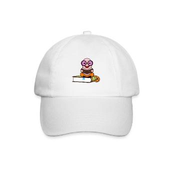 Nerd Bücherwurm liest Bücher - Baseballkappe - Weiß/Weiß - Vorne