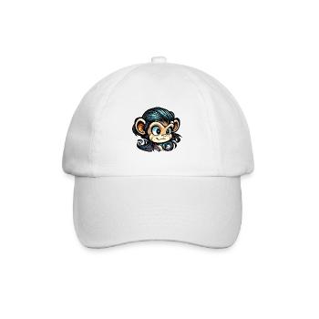 Singe mignon / Fille de singe / Mignon / noeud de cheveux - Casquette classique - blanc/blanc - Devant