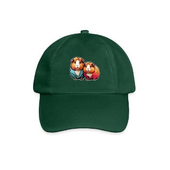 Two cute guinea pigs with colorful clothes - Baseball Cap - bottle green - Front