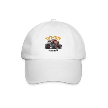 Monster Truck - Ich bin 5 - Einzigartiges Geschenk - Baseballkappe - Weiß/Weiß - Vorne