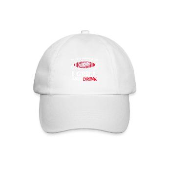 Grill und Getränk Fleischliebhaber Geschenk - Baseballkappe - Weiß/Weiß - Vorne