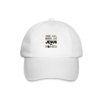 Horse Lover Girl Runs on Jesus and Horses - Baseball Cap - white/white - Front