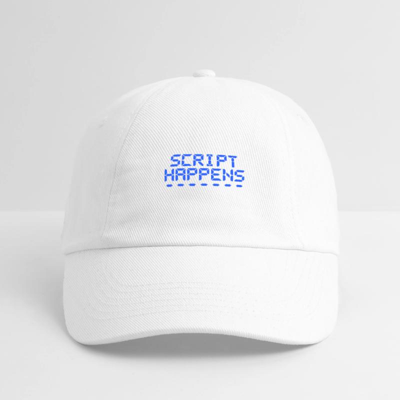 Computerprogrammierskript passiert Programmierer Baseballkappe