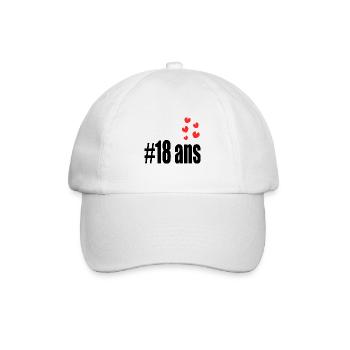 18 ANS. 18e ANNIVERSAIRE. ANNIVERSAIRE 18 ANS. 18 - Casquette classique - blanc/blanc - Devant