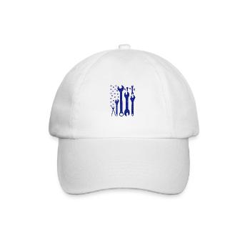 Patriotic Mechanic Gifts American Flag Made of - Baseball Cap - white/white - Front