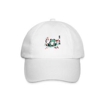 Grenouille japonaise fleurs de cerisier Vintage Art - Casquette classique - blanc/blanc - Devant