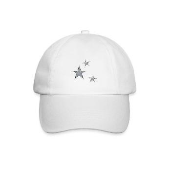 Trois étoiles chromées - Design rétro minimaliste - Casquette classique - blanc/blanc - Devant