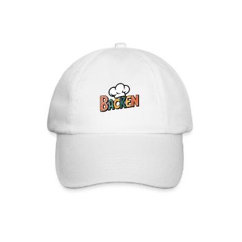 Backen mein Hobby - buntes Bäckermotiv - Baseballkappe - Weiß/Weiß - Vorne