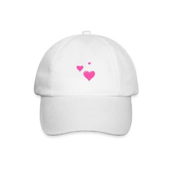 Drei Rosa Herzen - Baseballkappe - Weiß/Weiß - Vorne