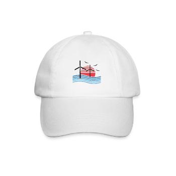 Wind turbine sunset birds - Baseball Cap - white/white - Front