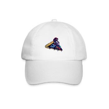 Skiing on a pizza - Baseball Cap - white/white - Front
